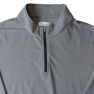 Peter Millar Perth Sugar Stripe Navy White Performance QuarterZip Shirt Mens XXL
